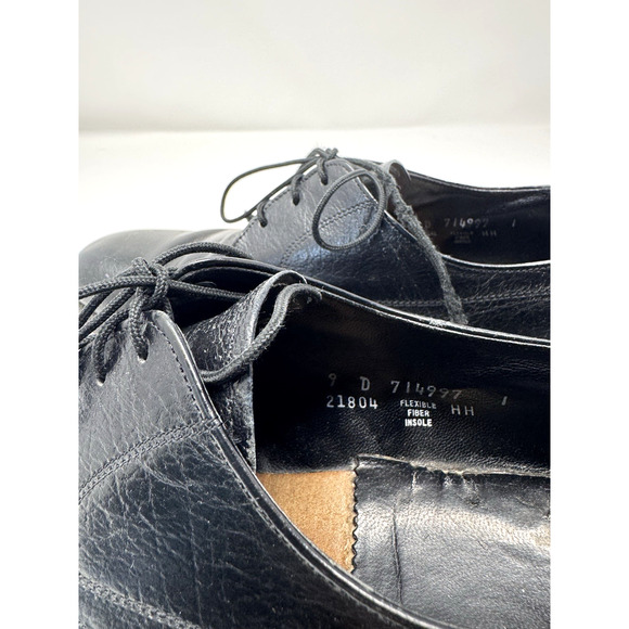 Vtg Florsheim Men’s 9D Black Leather Cap Toe Oxford Dress Vibram Flaws main image 8